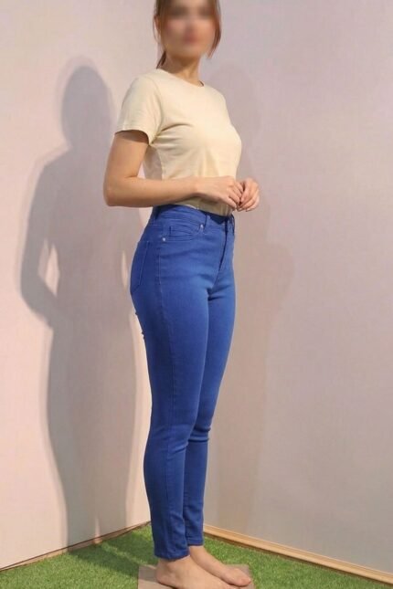 Women’s High-Waist Skinny Fit Denim Jeans – Stretch Blue Slim Fit Pants