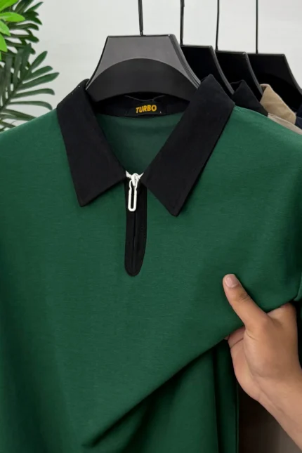 Zip-Up Neckline Design Men's Polo T-Shirt