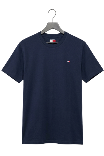 Men's Classic Navy Blue Crewneck T-Shirt with Embroidered Logo